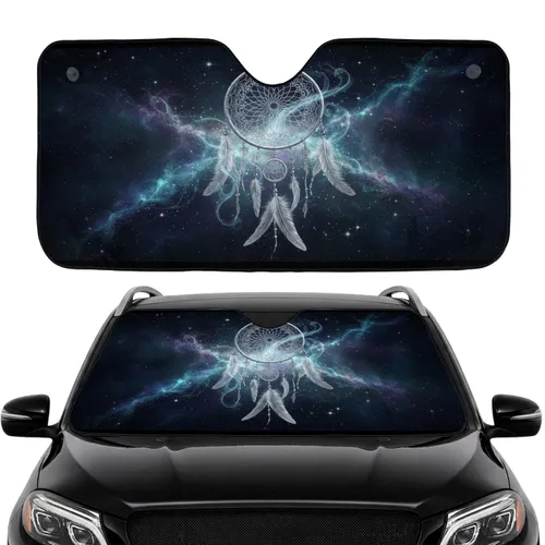 Silver Dreamcatcher Feathers Stardust Galaxy Night Sky - Car Interior Upgrade Car Sunshade