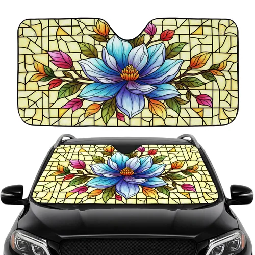 Magnolia Stained Glass Floral Art Nouveau Car Interior Travel Upgrade Car Sunshade