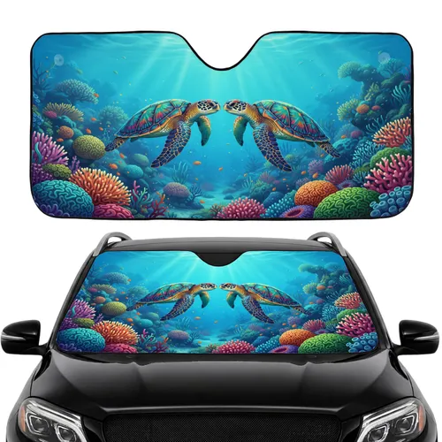 Iridescent Sea Turtles Coral Reef - Travel Essentials Ocean Lover Gift Car Sunshade