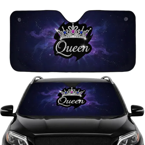 Regal Diamond Queen Crown Celestial Ethereal Starry Night - Car Interior Upgrade Car Sunshade