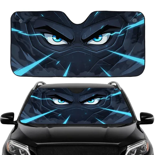 Fierce Blue Eyes Dark Brows Ethereal Smoke Shadowy Energy - Car Interior Upgrade Gift Car Sunshade