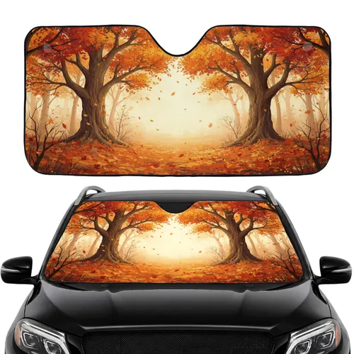 Gnarled Autumn Trees Fallen Leaves - Car Interior Upgrade Car Sunshade