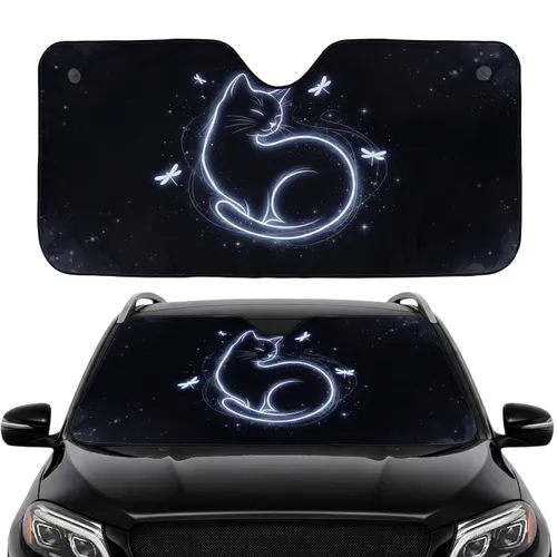 Mystical Cat Spirit Cosmic Night - Car Interior Upgrade Car Sunshade