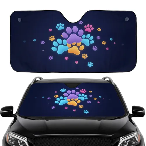 Animal Paw Prints Indigo Twilight Aura - Pet Lover Car Interior Travel Essential Car Sunshade