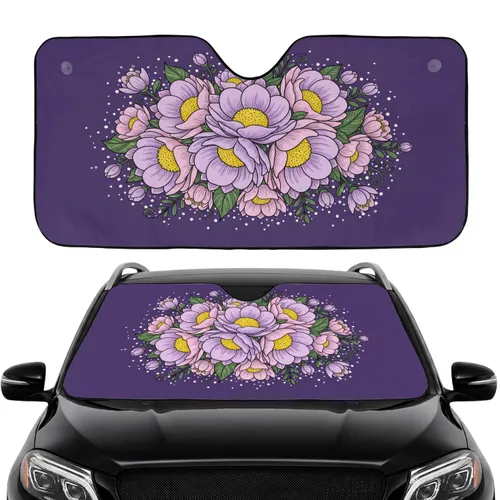 Floral Cluster Green Leaves Swirling Light - Car Interior Road Trip Gift Car Sunshade