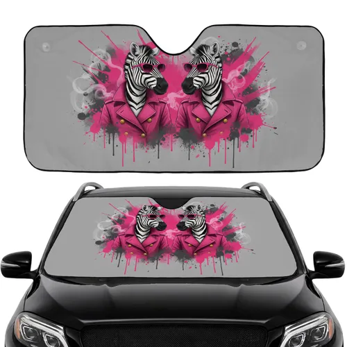 Zebra Striped Face Trench Coat Gold Buttons Sunglasses - Metropolitan Car Upgrade Car Sunshade