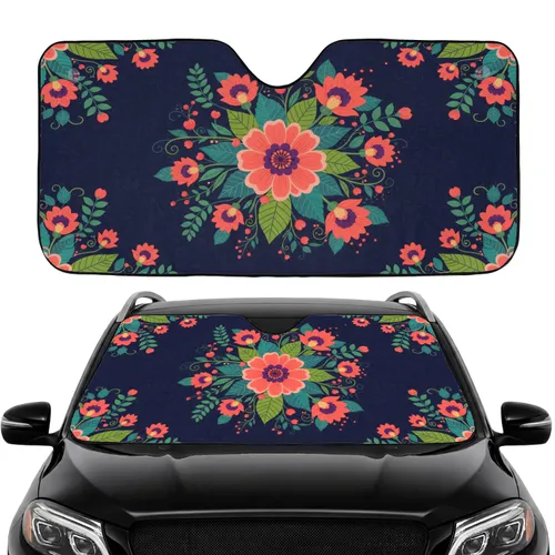Garden Flowers Foliage Blossoms Botanical Tapestry - Road Trip Essentials Car Interior Upgrade Car Sunshade
