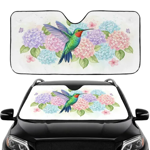 Hummingbird Hydrangea Butterfly Dragonfly Garden - Car Interior Upgrade for Wildlife Lover Car Sunshade