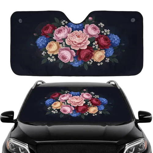 English Roses Hydrangeas Floral Car Interior Upgrade Car Sunshade