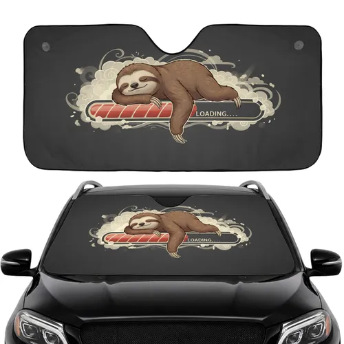 Sleepy Sloth Energy Loading Progress Bar - Road Trip Gift Car Sunshade