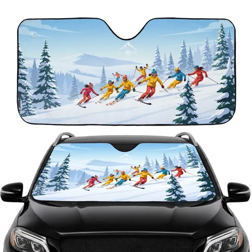 Winter Mountain Ski Snowboard Adventure - Road Trip Gift for Outdoor Lover Car Sunshade