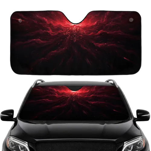 Red Black Nebula Cosmic Dust Smoke Light Streaks Road Trip Gift Car Sunshade