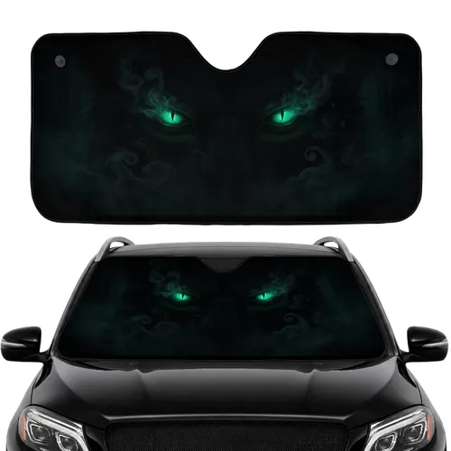 Glowing Emerald Predator Eyes Dark Creature - Road Trip Gift Car Interior Upgrade Car Sunshade