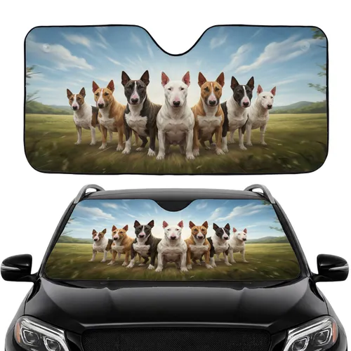 Seven Bull Terriers Epic Journey - Road Trip Gift for Dog Lovers Car Sunshade