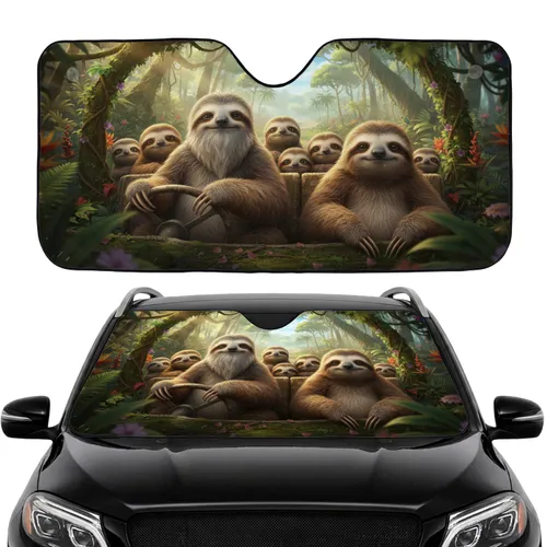 Sloths Jungle Road Drive Tropical Forest - Car Interior Upgrade for Wildlife Lover Car Sunshade