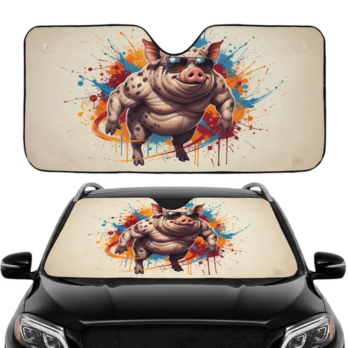 Spotted Pig Sunglasses Paint Splatter Road Trip Gift for Pig Lover Car Sunshade