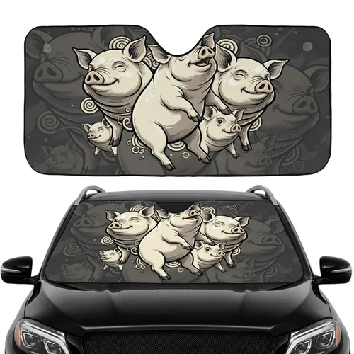 Playful Pig Figures - Commute Accessory Car Interior Upgrade Car Sunshade