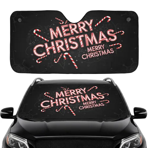 Merry Christmas Candy Cane Snowflakes - Car Interior Upgrade Car Sunshade