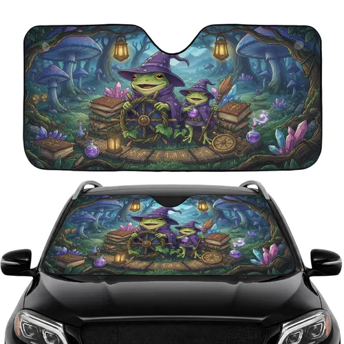 Frog Wizards Magical Journey Enchanted Forest - Car Interior Upgrade Travel Gift Car Sunshade