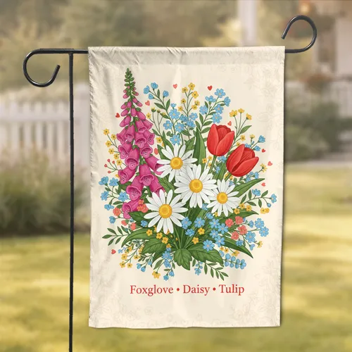 Pink Foxglove White Daisy Red Tulip Floral Garden - Home Decor Gift for Garden Lover Garden Flag