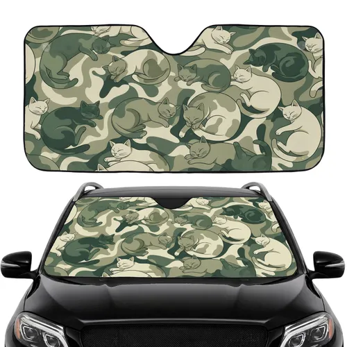 Sleeping Cats Organic Camouflage - Car Interior Upgrade - Cat Lover Gift Car Sunshade