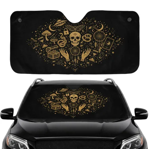 Mystical Skull Moth Key UFO Constellation Luxury Car Interior Upgrade Accessory Car Sunshade