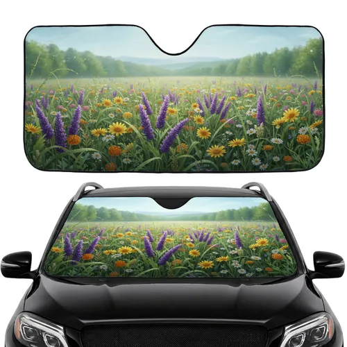 Wildflower Meadow Forest Landscape - Car Interior Upgrade Flower Lover Gift Car Sunshade