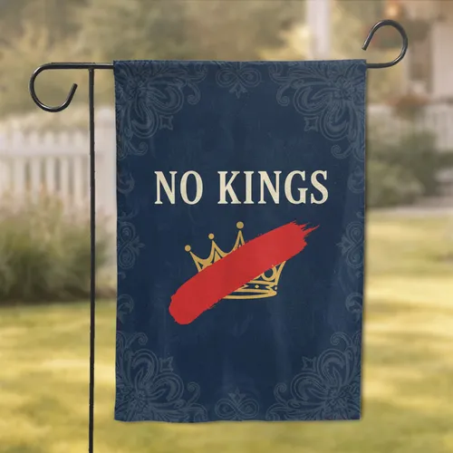 Antique No Kings Crossed Crown Emblem - Revolutionary Spirit Home Decor Gift Garden Flag