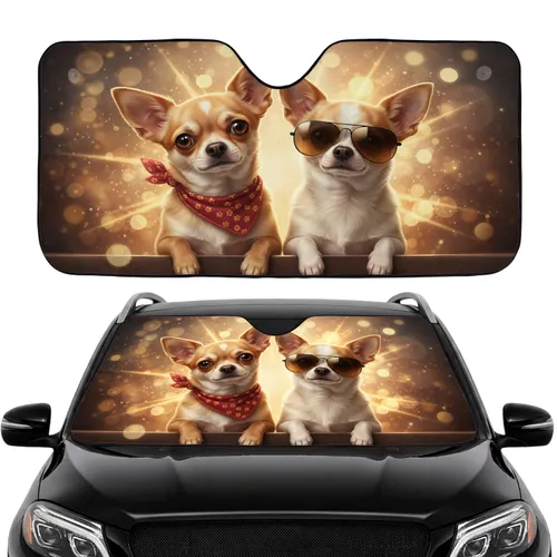 Chihuahua Dogs Bandana Sunglasses - Essential Car Interior Upgrade for Dog Lover Car Sunshade