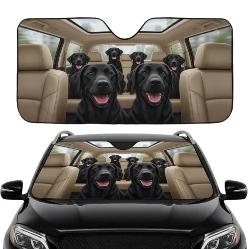 Six Black Labrador Retrievers Car Interior Upgrade - Labrador Lover Gift Car Sunshade