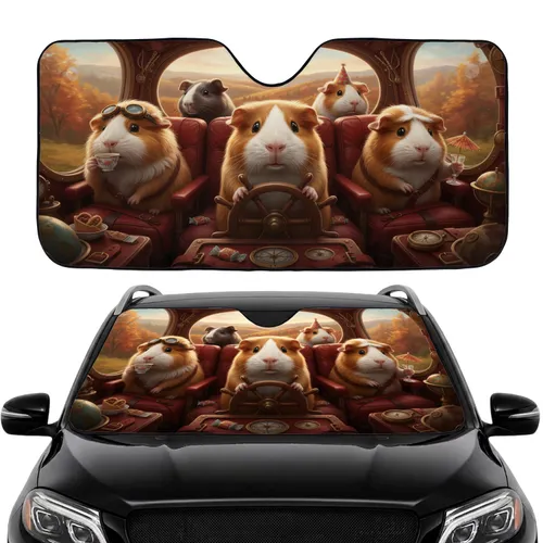 Guinea Pig Journey Road Trip Adventure - Car Interior Upgrade for Guinea Pig Lovers Car Sunshade