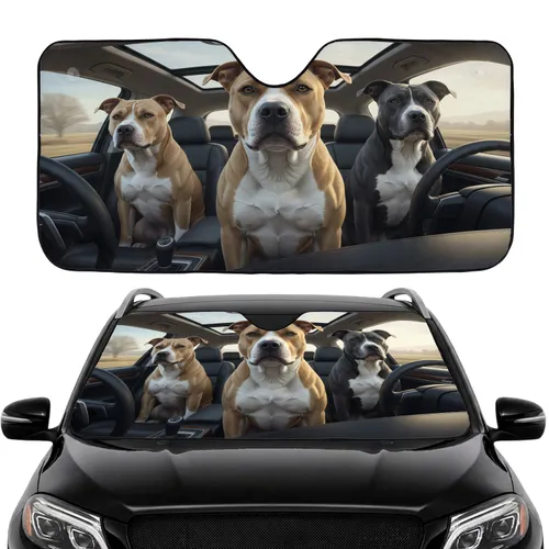 American Bully Dogs Desert Journey - Car Interior Upgrade for Dog Owners Car Sunshade