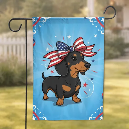 Dachshund American Flag Independence Day Celebration Gift for Proud Dog Lover Garden Flag