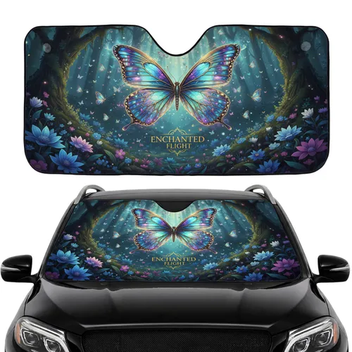 Iridescent Butterflies Deep Forest Glowing Flora Car Interior Upgrade Car Sunshade