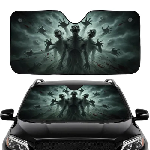 Terrifying Gaunt Figures Screaming Faces Misty Barrier Spectral Hands - Car Interior Upgrade Car Sunshade