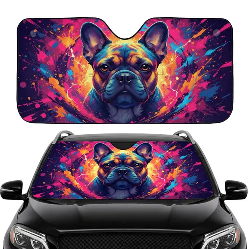 Majestic French Bulldog Multi-Color Swirl - Car Interior Upgrade Accessory Car Sunshade