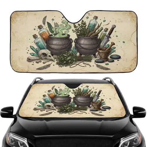 Alchemist Cauldrons Dagger Potion Bottles Symbols - Car Interior Upgrade Car Sunshade