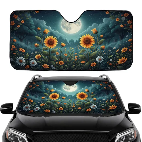 Verdant Moonlit Night Garden Floral Fantasy Starlight Car Interior Upgrade Car Sunshade
