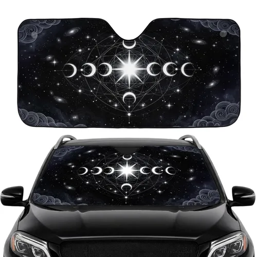 Celestial Sun Moon Stars Cosmic Night Sky - Travel Essentials Car Sunshade