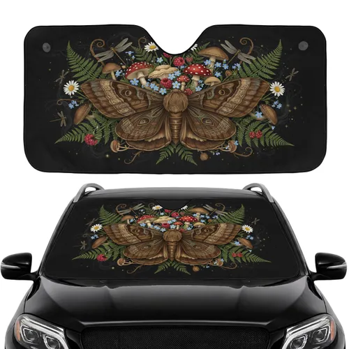Mystical Moth Wildflower Crown Fungi Dragonflies - Car Interior Upgrade Car Sunshade