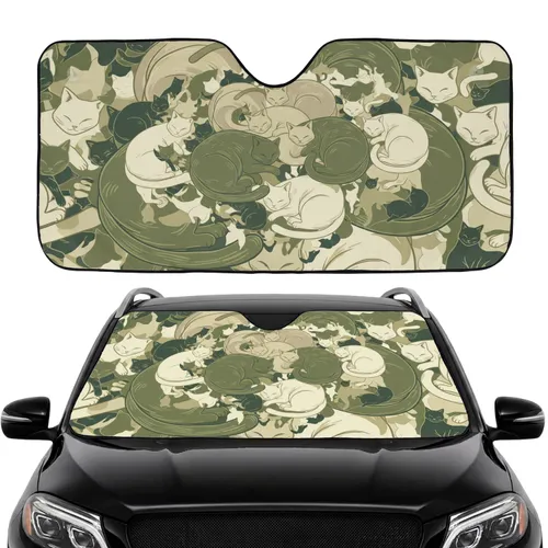 Sprawling Interconnected Felines and Organic Shapes - Car Interior Upgrade for Cat Lover Gift Car Sunshade