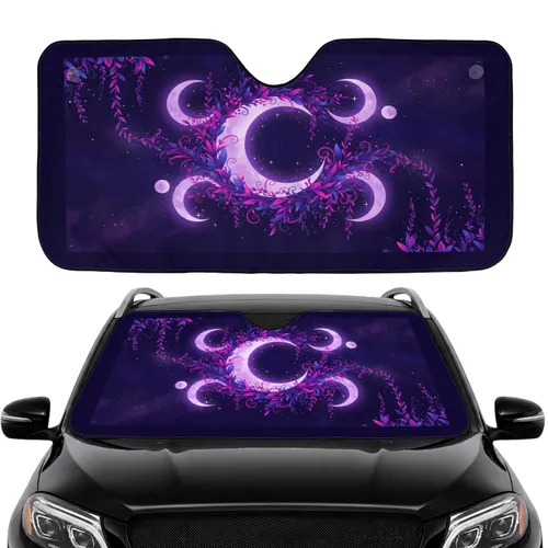 Crescent Moon Stars Botanical Vines Glowing Particles Car Interior Upgrade Moon Lover Gift Car Sunshade