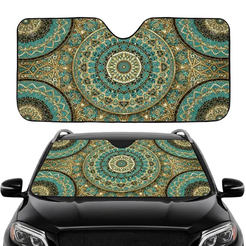 Middle Eastern Mosaic Rosette Geometric Tiles Car Interior Upgrade Car Sunshade