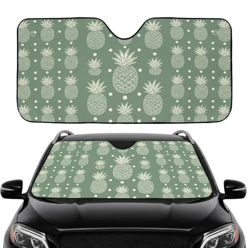 Pineapples Tropical Leaves Circular Motifs Light Effects - Car Interior Upgrade Car Sunshade