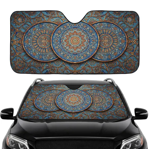 Islamic Mosaic Mandala Geometric Arabesque - Car Interior Upgrade Car Sunshade