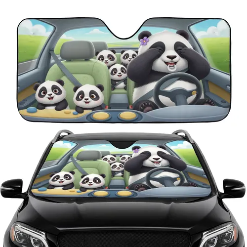 Six Pandas Steering Wheel Bamboo Forest Road Trip Travel Essentials Panda Lover Gift Car Sunshade