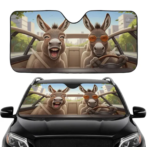 Donkeys Braying Red Sunglasses Wheel - Road Trip Journey Commute Accessory Car Sunshade