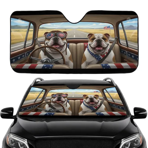 English Bulldogs American Flag Aviator Goggles - Car Interior Upgrade Dog Lover Gift Car Sunshade