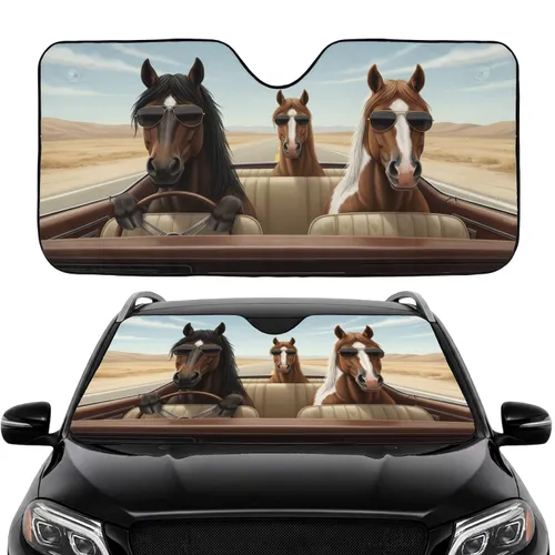 Horses Aviator Sunglasses Desert Sunset Road Trip Gift for Horse Lover Car Sunshade
