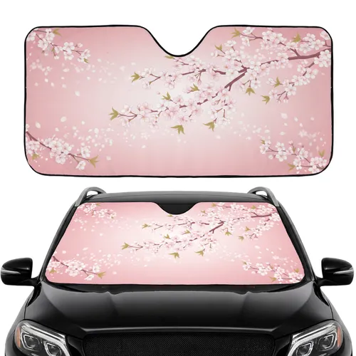 Delicate Pink Cherry Blossoms Falling Petals Spring Sky - Car Interior Upgrade Car Sunshade